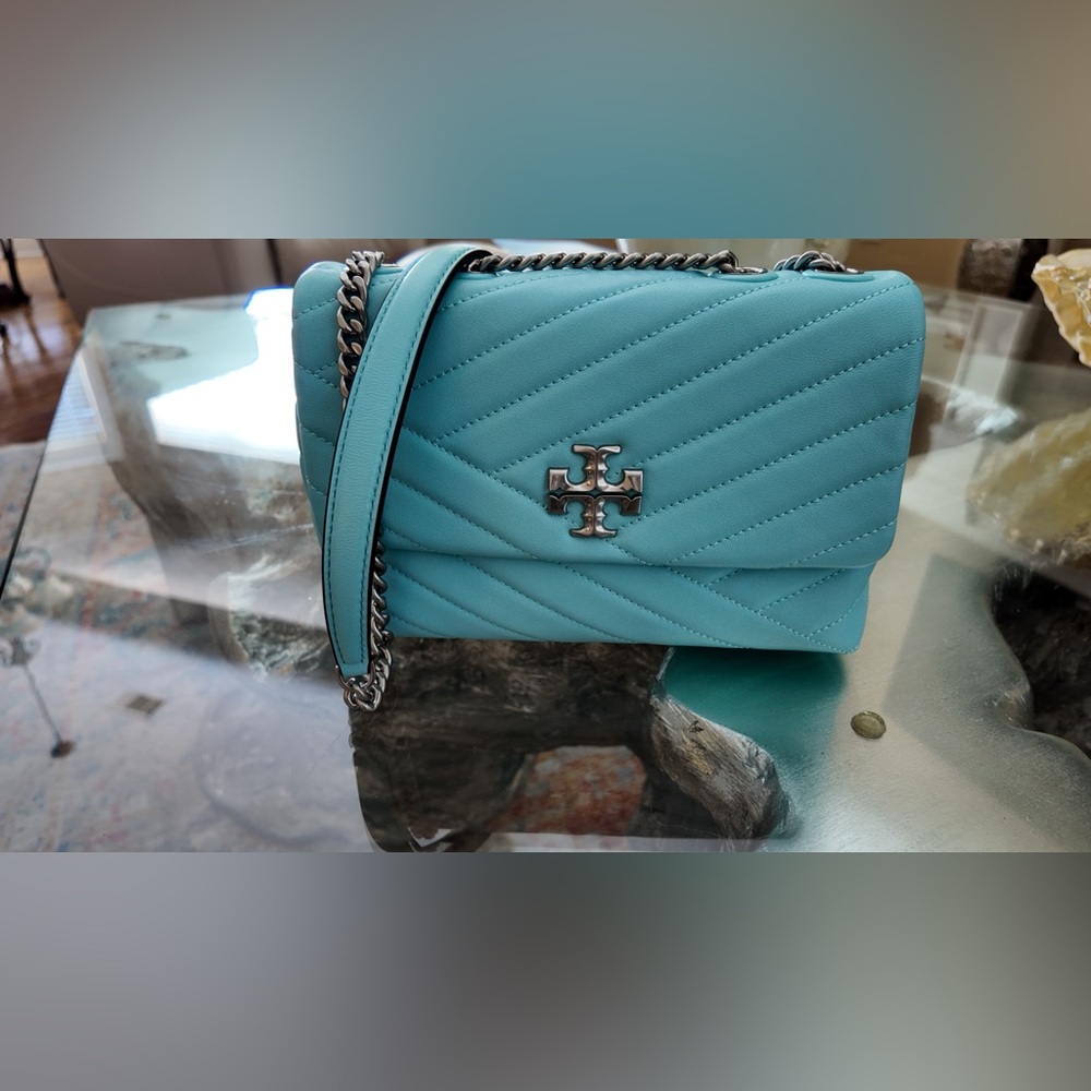 Tory Burch Turquoise Quilted Leather Chain Crossbody